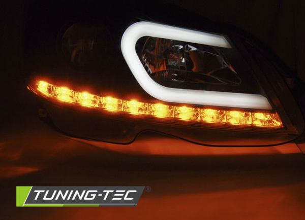 LED Tagfahrlicht Design Scheinwerfer für Mercedes Benz C-Klasse W204 11-14 (Mopf) schwarz